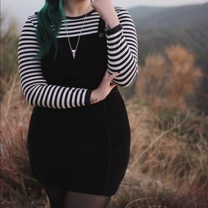 Black Corduroy Overalls Dress